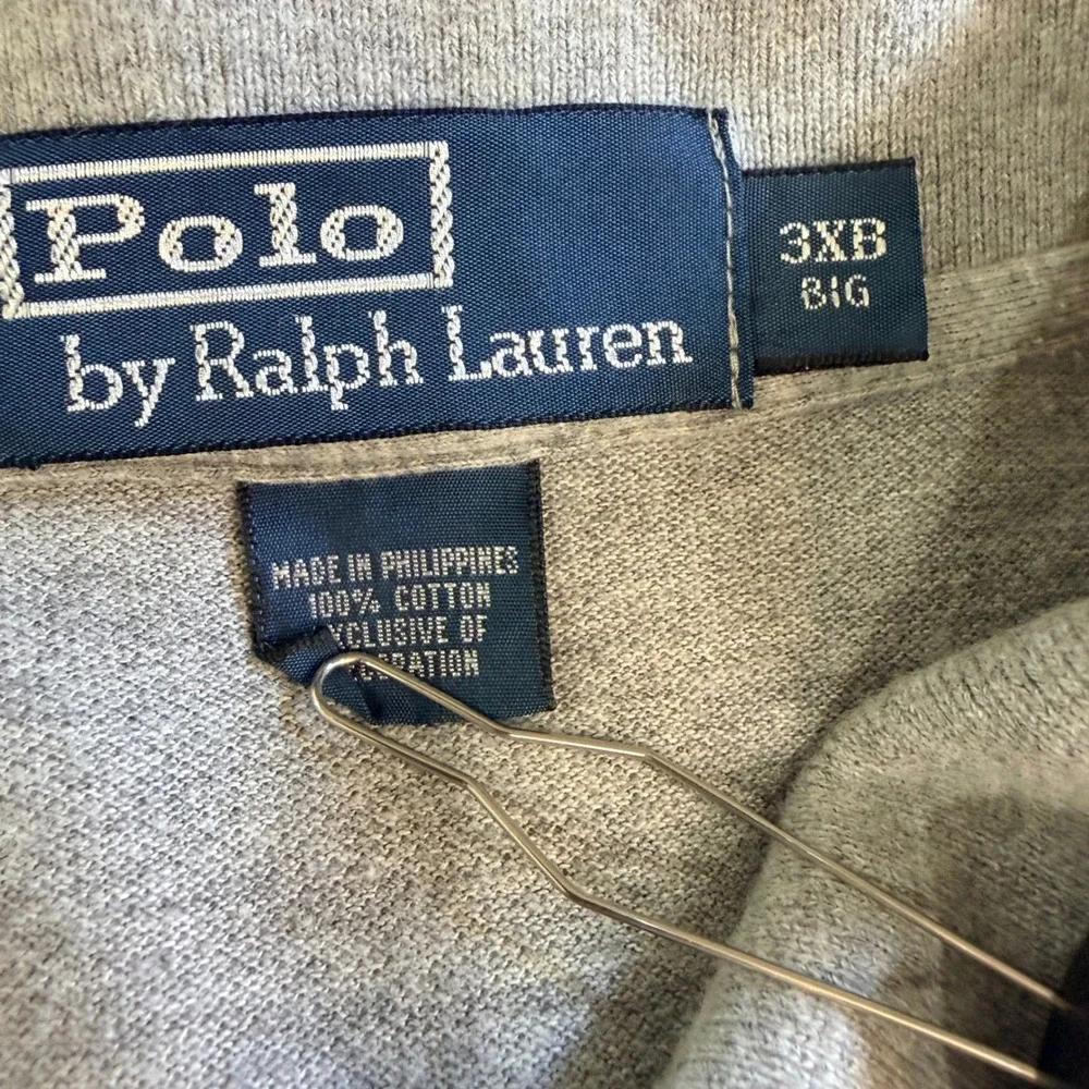 Polo Ralph Lauren Polo Shirt Mens 3XB Grey Solid Cotton Big & Tall Classic Pony